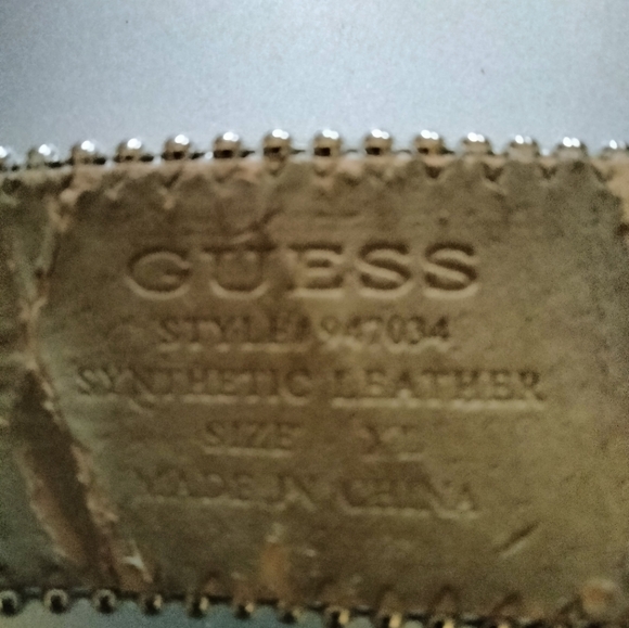 *Guess Black Rhinestone Studded Vintage Signature Silver Buckle Belt - Picture 9 of 9